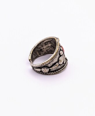 Silver Plated with Polymer Clay Inlay Statement Ring - image2